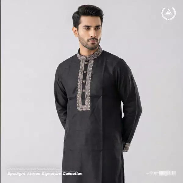 Premium Sequence Work Panjabi - Black