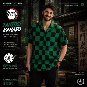 Demon Slayer - Tanjiro Kamado Cuban Collar Shirt