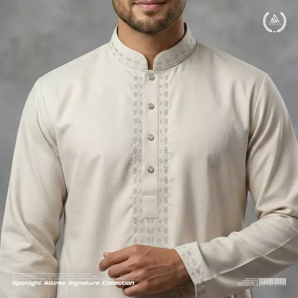 Royal Signature Swiss Cotton Panjabi - Off-White