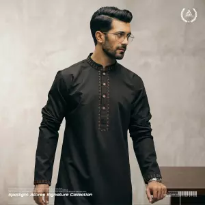 Royal Signature Swiss Cotton Panjabi - Black