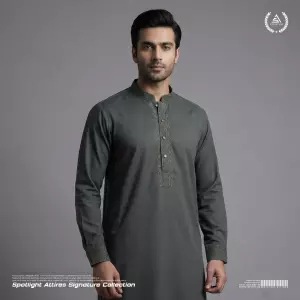 Premium Armani Cotton Panjabi - Deep Olive