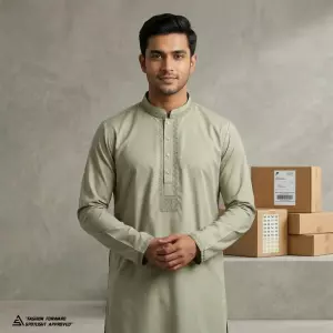 Royal Signature Swiss Cotton Panjabi - Ivory