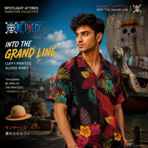 One Piece - Live Action Into The Grands Line Luffy Printed Aloha Shirt