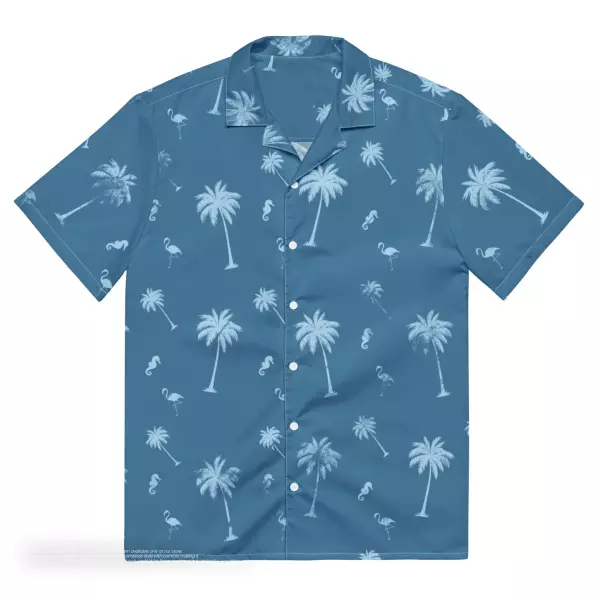 GTA VI - Leonida Blue Palm Printed Aloha Shirt