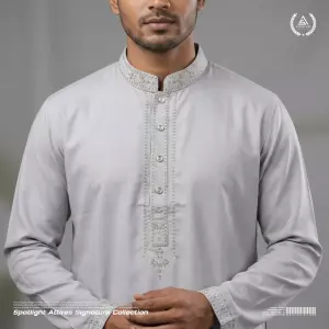 Royal Signature Swiss Cotton Panjabi - Cool Grey