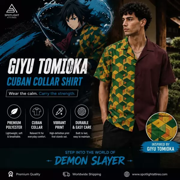 Demon Slayer - Giyu Tomioka Cuban Collar Shirt