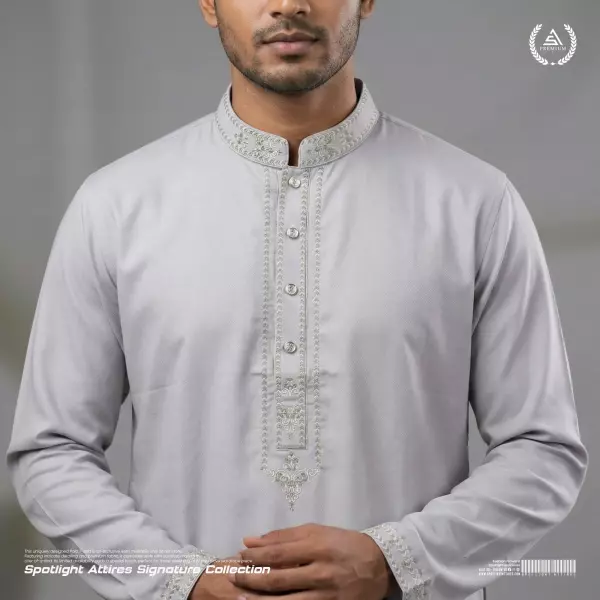 Royal Signature Swiss Cotton Panjabi - Cool Grey