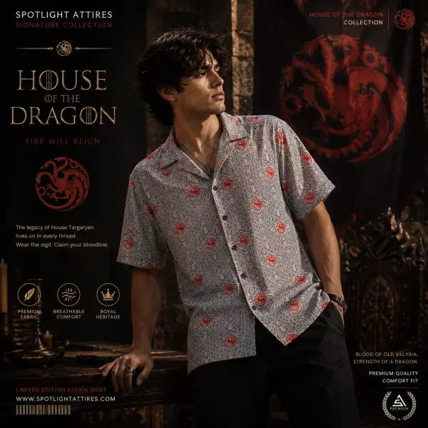 House of Dragon Printed Aloha Shirt