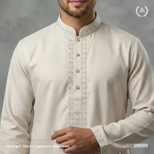 Royal Signature Swiss Cotton Panjabi - Off-White